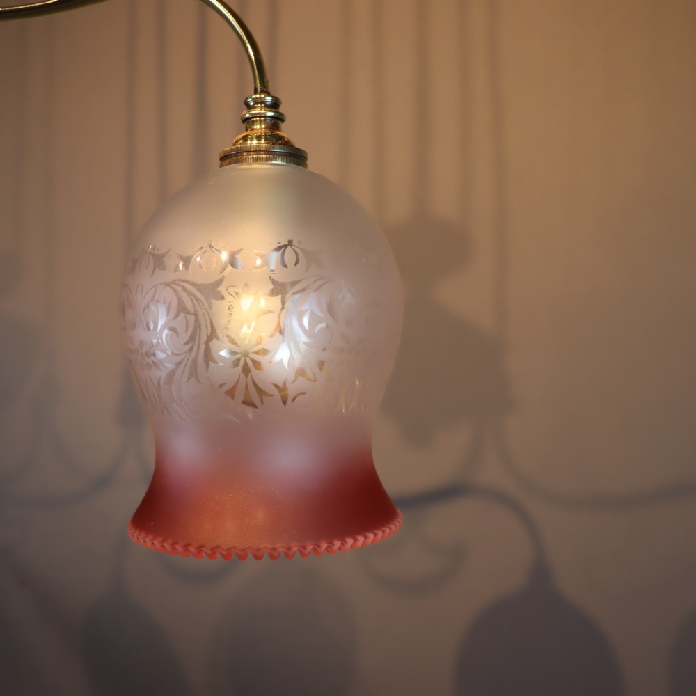 Pair of English Art Nouveau rise and fall lights. Circa 1900  View V