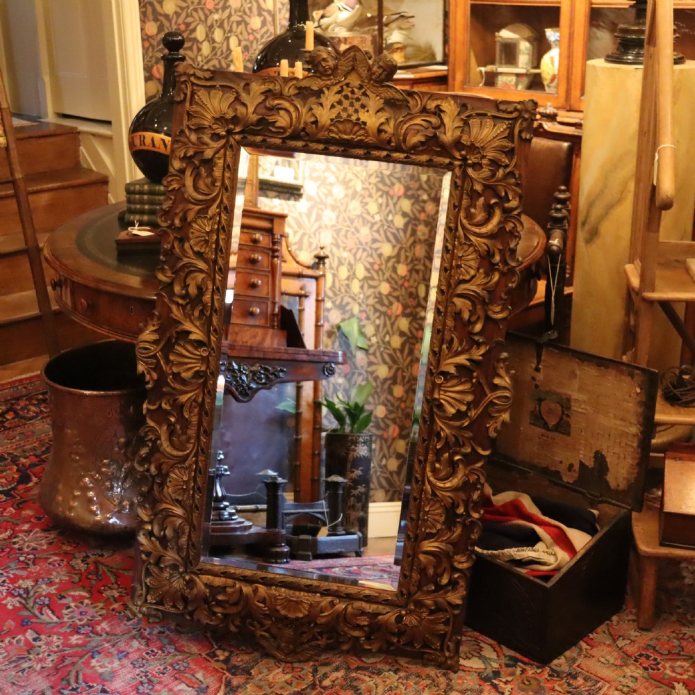 Large 19th Century Oak framed mirror with ormolu gilded decoration  View II
