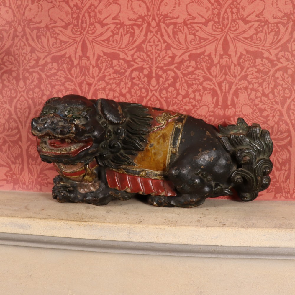 Late 18th Century Chinese carved wood Foo Dog 