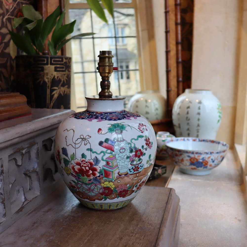 A Chinese Famille Rose Jar Table Lamp View II