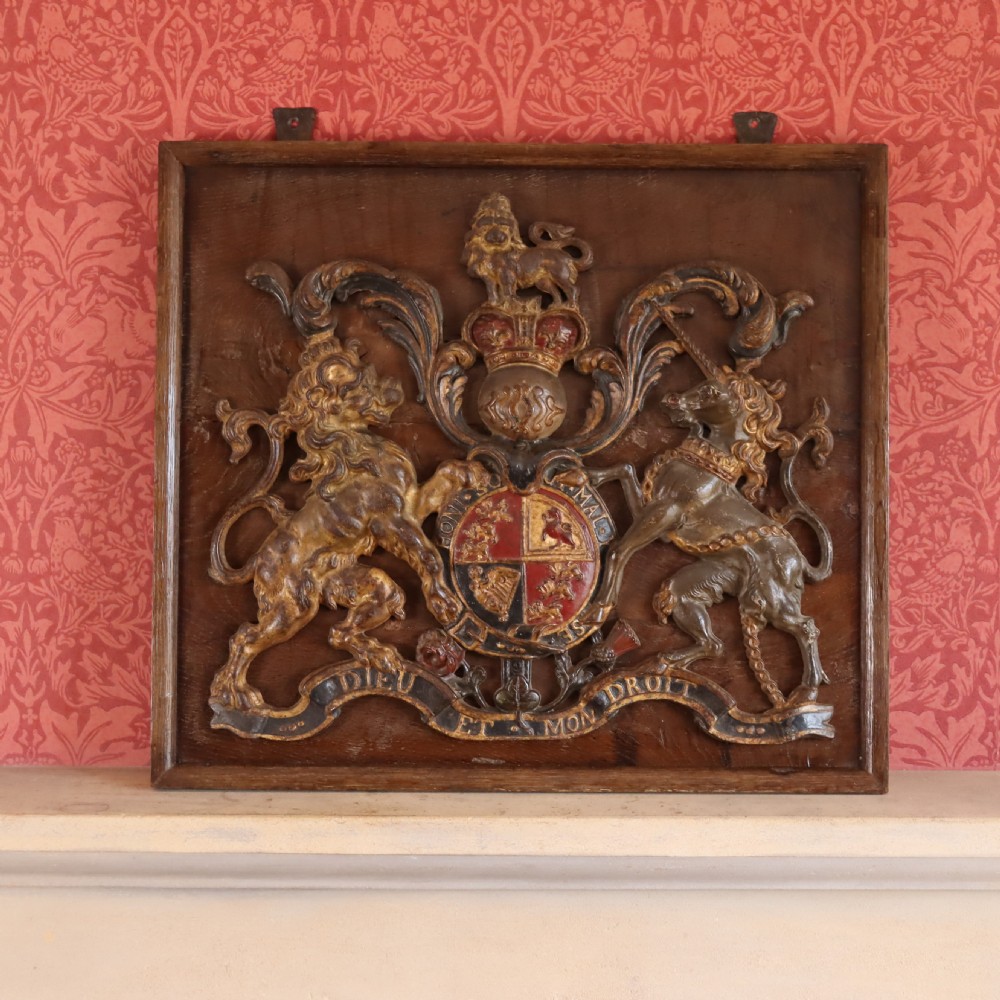 A large Victorian cast iron Royal coat of arms