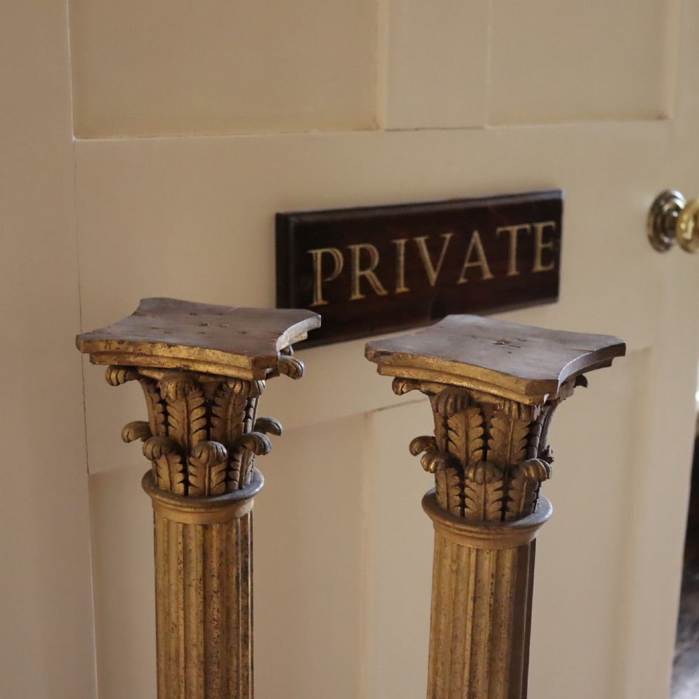 A pair of decorative 19th century carved and gilt wood fluted Corinthian columns View IV