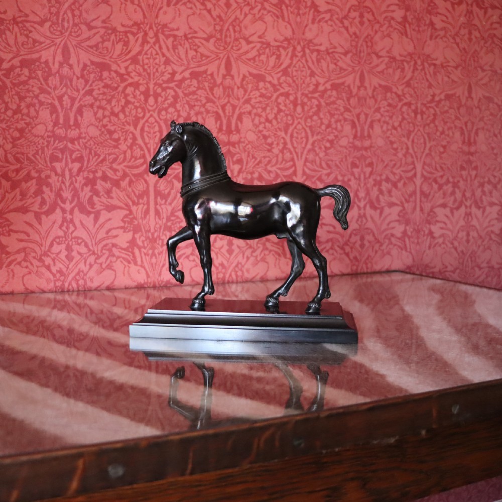 An early 20th century bronze stallion sculpture  View II