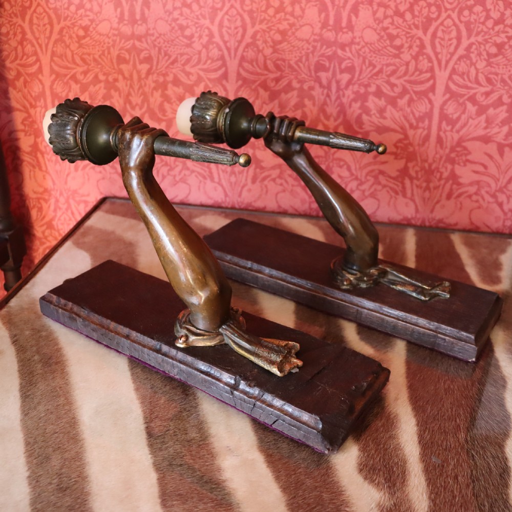 Pair of Bronze wall candle sconces