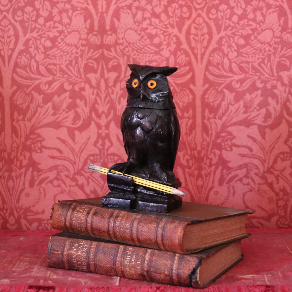 Charming Late 19th Century Black Forest owl ink well  View IV