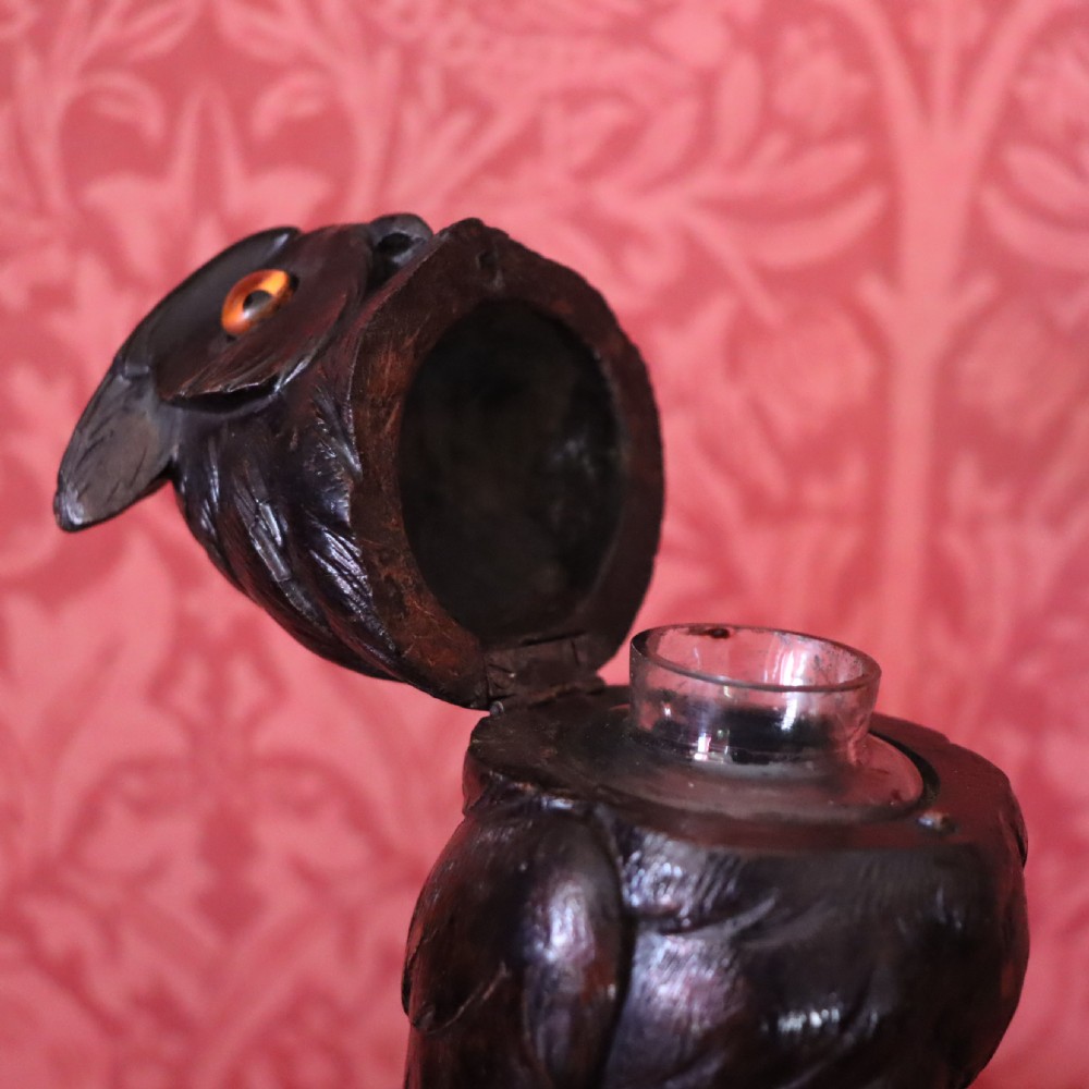 Charming Late 19th Century Black Forest owl ink well  View V