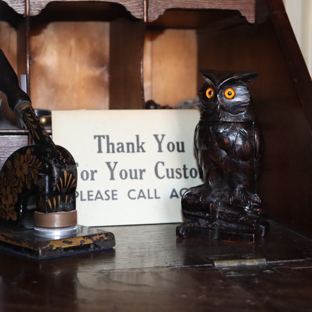 Charming Late 19th Century Black Forest owl ink well  View VI