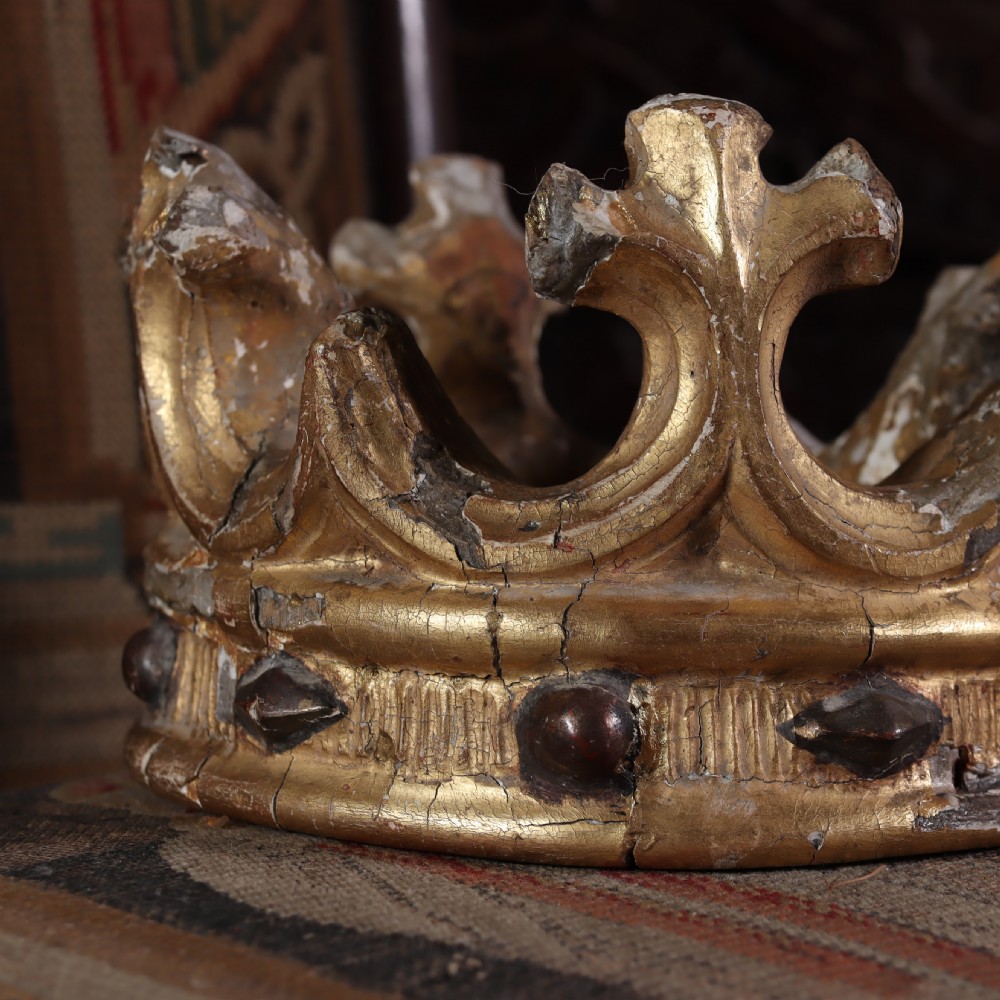 17th Century Italian Gilt Carved Wood Crown  View III