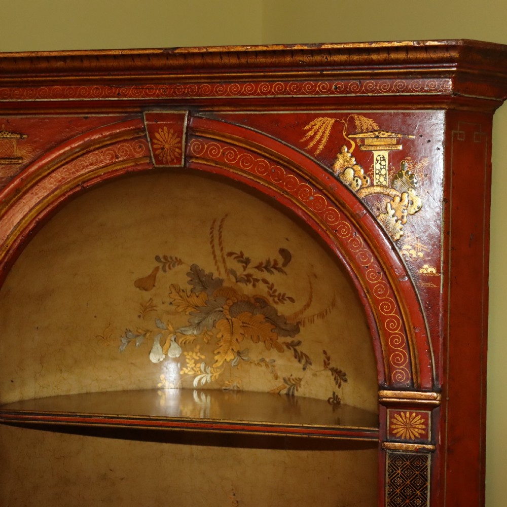 Red Japanned standing corner cupboard. Circa 1900 View VI