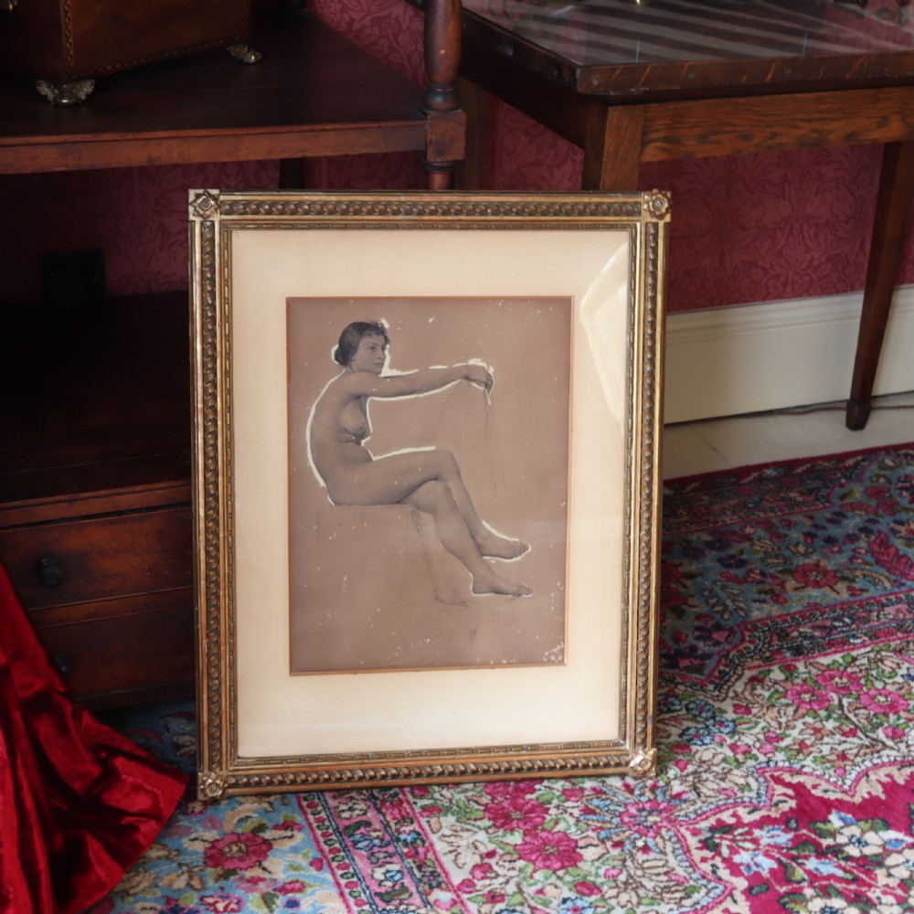 Nude Drawing - Study of a seated female nude by Otto Fisher 