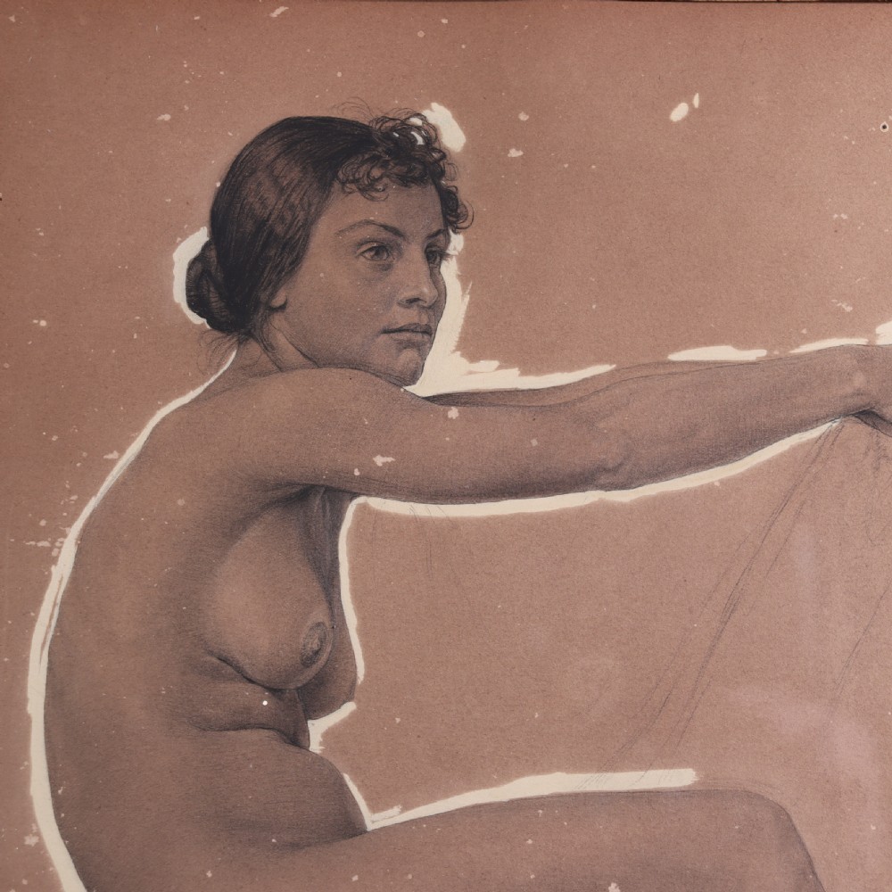 Nude Drawing - Study of a seated female nude by Otto Fisher  View III