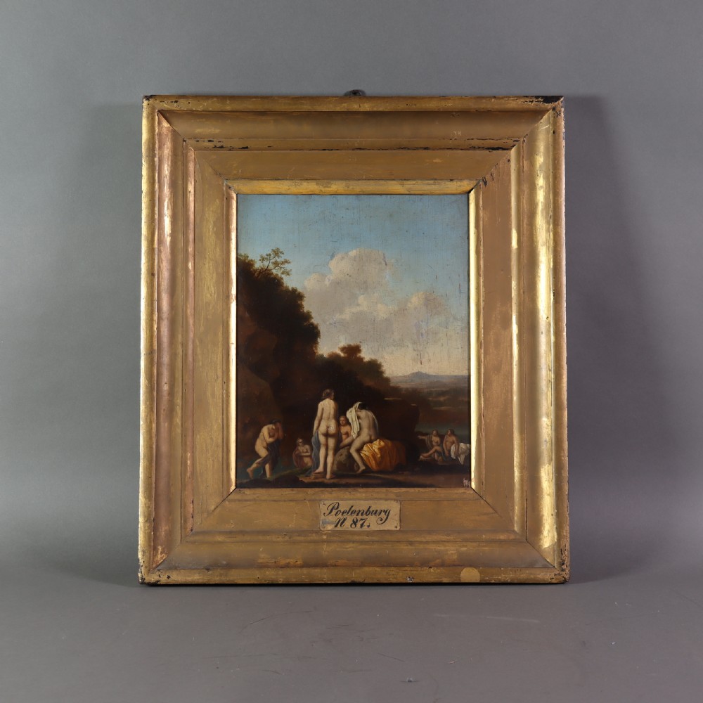 17th Century Painting bathing nudes in landscape by Cornelis Van Poelenburgh – a famous Dutch painter from the golden age