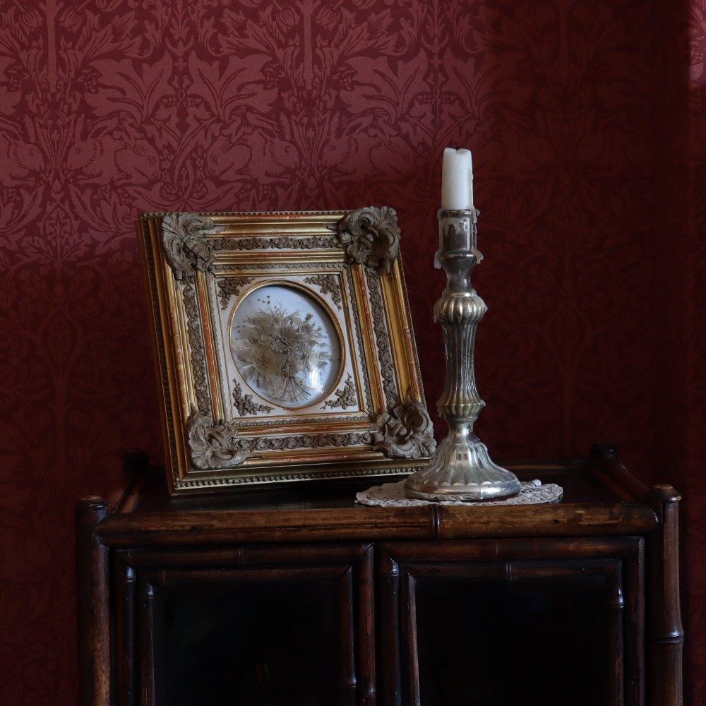 19th Century hairwork picture of a miniature bouquet of flowers View II