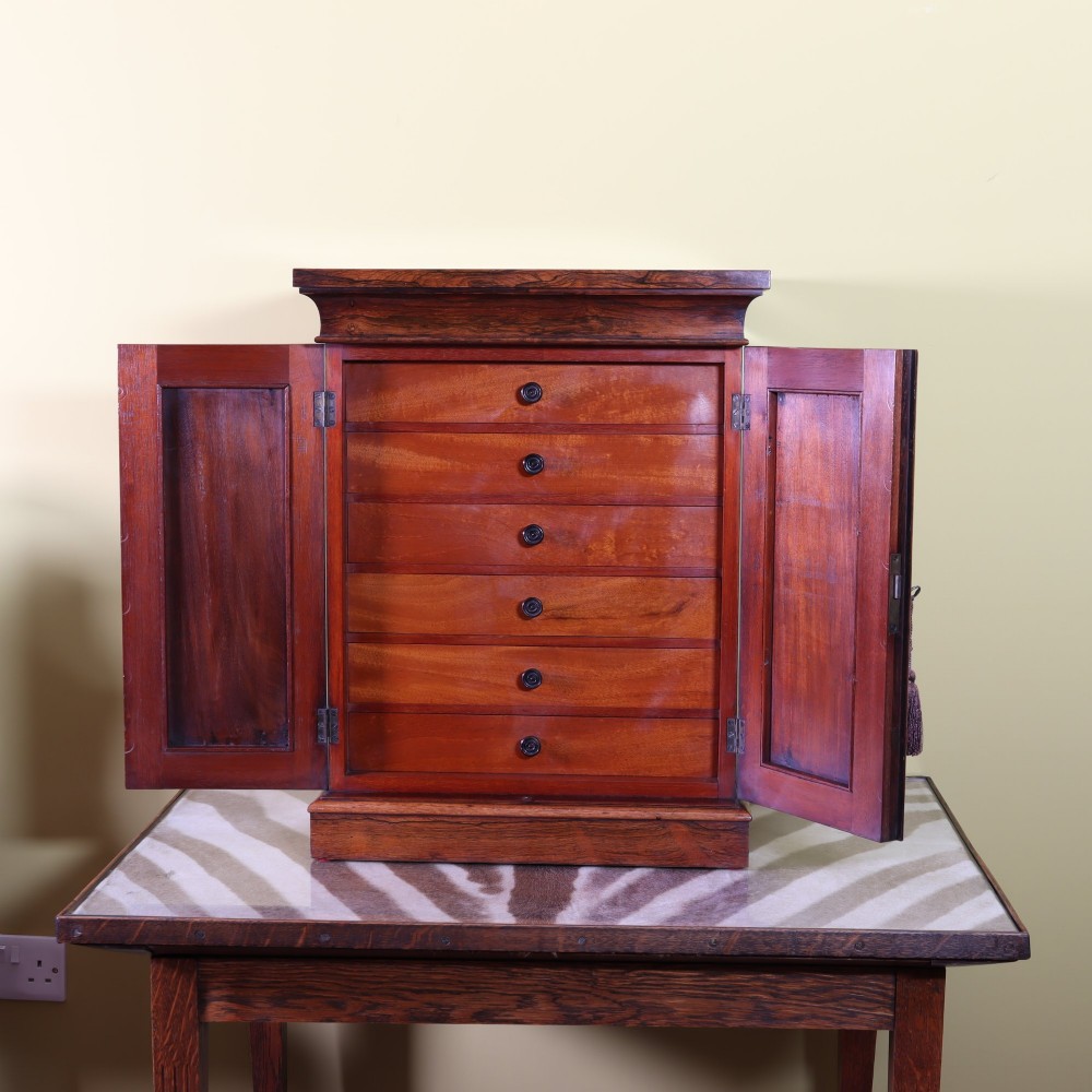 A fine William IV rosewood specimen collectors cabinet View III