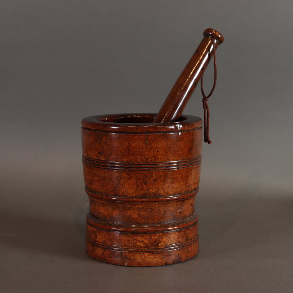 Treen - 17th century lignum vitae mortar & pestle
