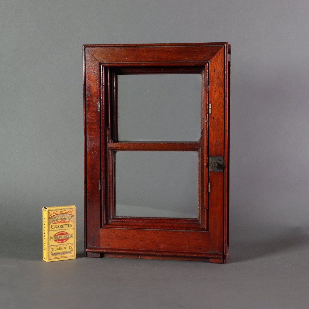 A 19th-century miniature mahogany sash window model featuring glazed panes and a polished timber frame. View III