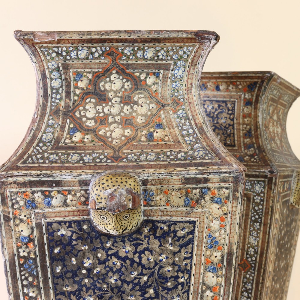 A fine pair of 19th century Kashmiri wooden vases View IV