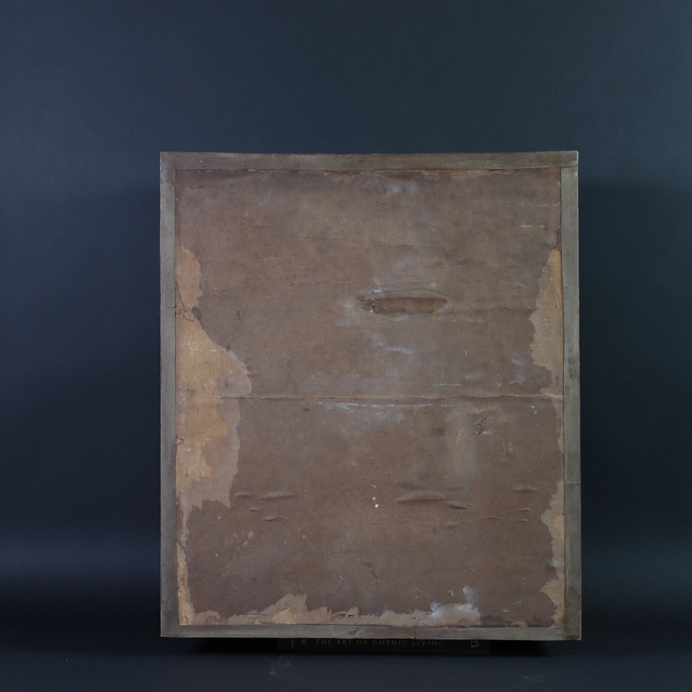 A Victorian taxidermy peregrine falcon mounted on a branch inside a glass-fronted rectangular wooden case with a maker label. View IX