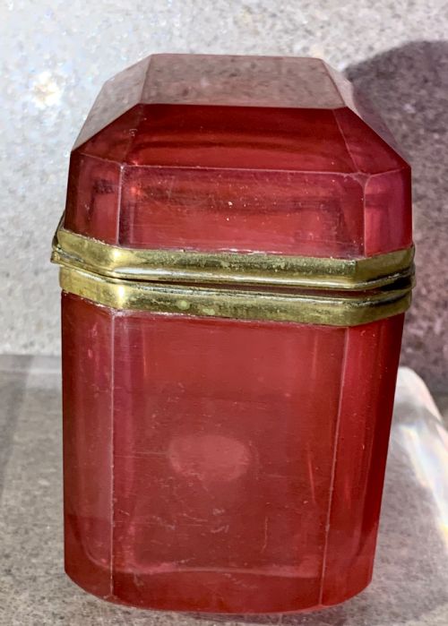 ANTIQUE FRENCH CRANBERRY GLASS CASKET BOX - ADDITIONAL PHOTO 4