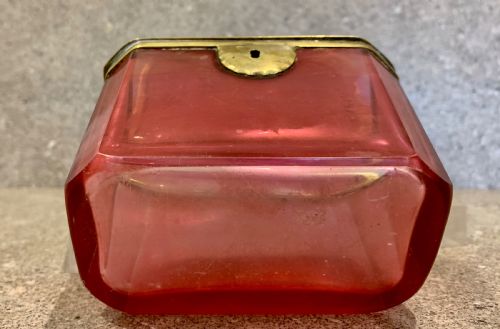 ANTIQUE FRENCH CRANBERRY GLASS CASKET BOX - ADDITIONAL PHOTO 5