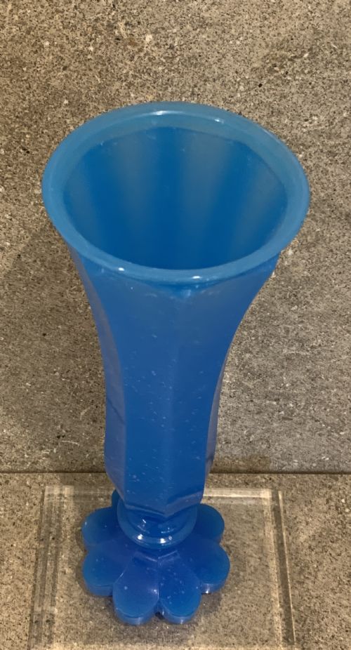ANTIQUE BLUE OPALINE BOHEMIAN BARFATAN FACETED GLASS VASE - ADDITIONAL PHOTO 6