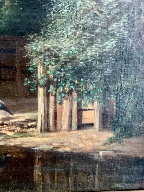 JEANBAPTISTE VICTOR DAULNOY FRENCH 18241910 PAINTING OF STORKS - ADDITIONAL PHOTO 4