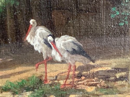 JEANBAPTISTE VICTOR DAULNOY FRENCH 18241910 PAINTING OF STORKS - ADDITIONAL PHOTO 7
