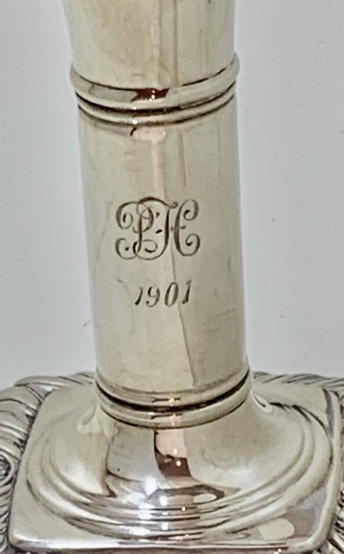 PR ANTIQUE ISG ISRAEL SIGMUND GREENBERG STERLING SILVER CANDLESTICKS 1900 - ADDITIONAL PHOTO 9