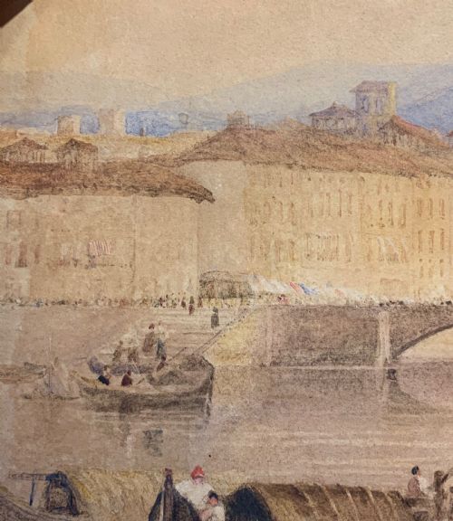 A ANTIQUE VEIW RIVER ARNO FLORENCE WATERCOLOUR PAINTING - ADDITIONAL PHOTO 8