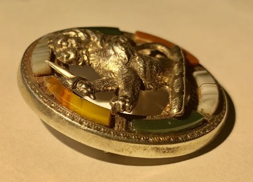 LARGE SUPERB VICTORIAN SCOTTISH SILVER AGATE RAMPANT LION BROOCH - ADDITIONAL PHOTO 5