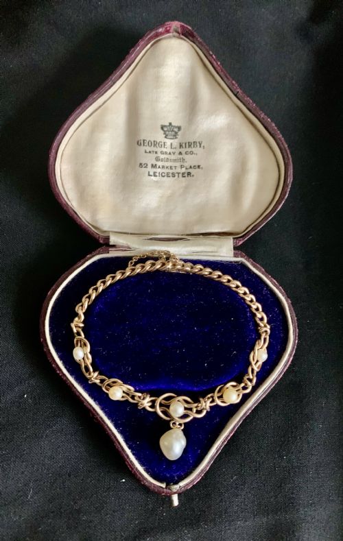 VICTORIAN NATURAL PEARL 9CT ROSE GOLD CURB BRACELET ANTIQUE - ADDITIONAL PHOTO 2
