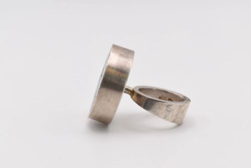 MODERNIST STERLING SILVER ABALONE SHELL RING ARNE JOHANSEN MID CENTURY 1960S - ADDITIONAL PHOTO 3