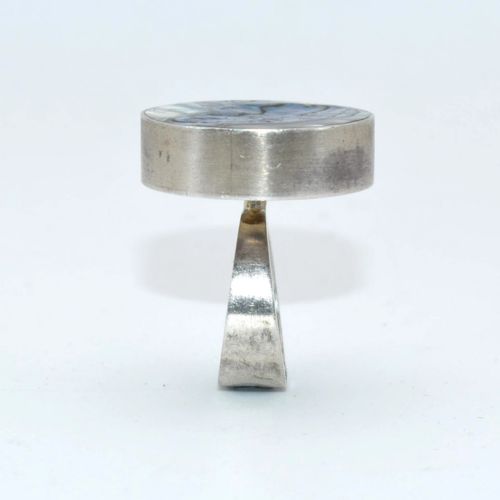 MODERNIST STERLING SILVER ABALONE SHELL RING ARNE JOHANSEN MID CENTURY 1960S - ADDITIONAL PHOTO 6