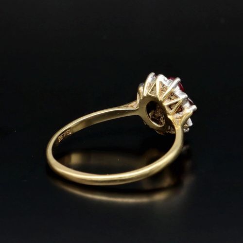 SUPERB VINTAGE 18CT WHITE GOLD RUBY DIAMOND FLOWER CLUSTER RING - ADDITIONAL PHOTO 1