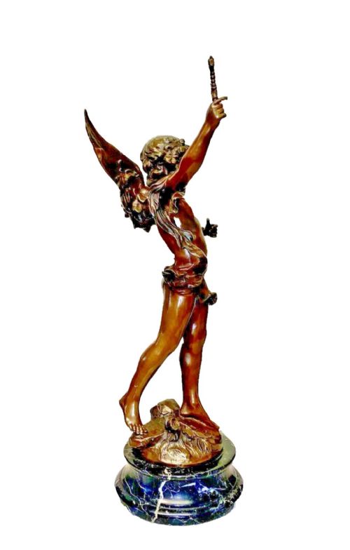 A LARGE BRONZE SCULPTURE OF CUPID BY LOUIS AUGUSTE MOREAU SIGNED CA 19TH CENTURY - ADDITIONAL PHOTO 6