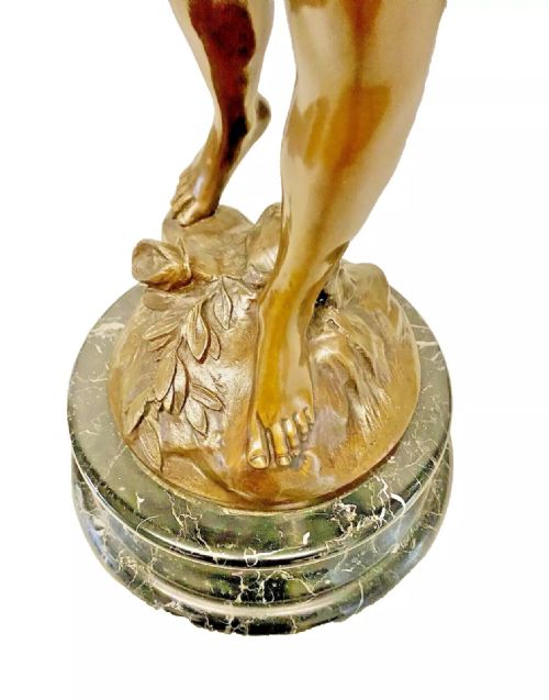 A LARGE BRONZE SCULPTURE OF CUPID BY LOUIS AUGUSTE MOREAU SIGNED CA 19TH CENTURY - ADDITIONAL PHOTO 14
