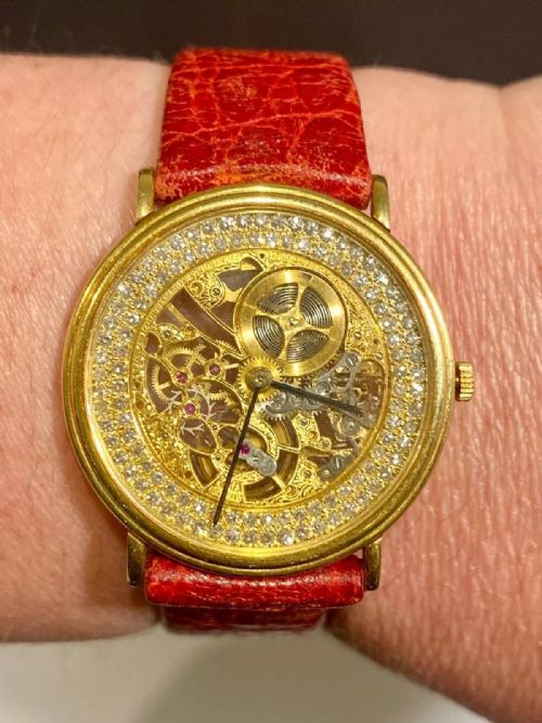 Fine Vintage Audemars Piguet 'Skeletonized' 18k Gold & Diamond Wristwatch