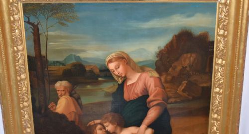 ANTIQUE C1800 OIL PAINTING MADONNA OF THE WALK CIRCLE OF RAPHAEL GF PENNI - ADDITIONAL PHOTO 1