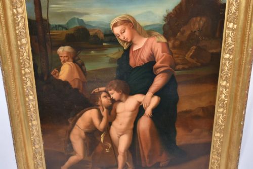 ANTIQUE C1800 OIL PAINTING MADONNA OF THE WALK CIRCLE OF RAPHAEL GF PENNI - ADDITIONAL PHOTO 2