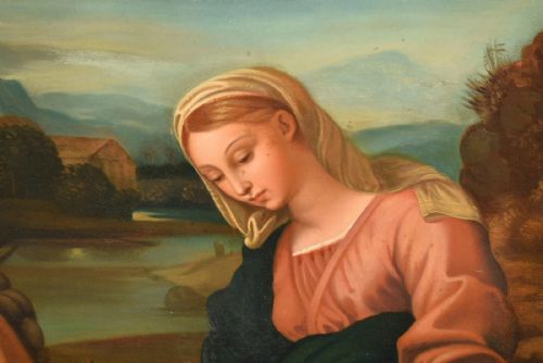 ANTIQUE C1800 OIL PAINTING MADONNA OF THE WALK CIRCLE OF RAPHAEL GF PENNI - ADDITIONAL PHOTO 5