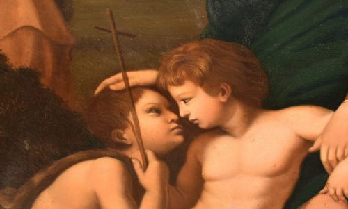 ANTIQUE C1800 OIL PAINTING MADONNA OF THE WALK CIRCLE OF RAPHAEL GF PENNI - ADDITIONAL PHOTO 6