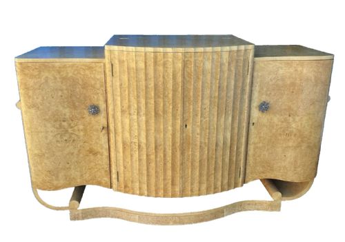 HL EPSTEIN ART DECO MAPLE U BASE DINING SUITE TABLE 6 CHAIRS COCKTAIL CABINET - ADDITIONAL PHOTO 5
