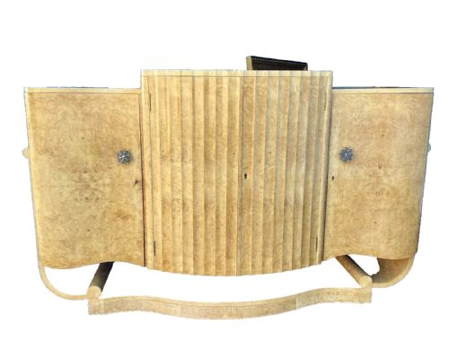 HL EPSTEIN ART DECO MAPLE U BASE DINING SUITE TABLE 6 CHAIRS COCKTAIL CABINET - ADDITIONAL PHOTO 16