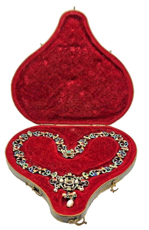IMPRESSIVE ANTIQUE AUSTRO HUNGARIAN SILVER ENAMEL PEARL MULTI GEM NECKLACE - ADDITIONAL PHOTO 2