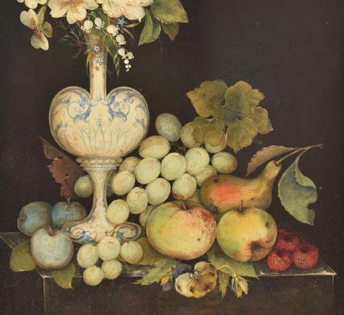 PAIR OF 18TH CENTURY BAROQUE STILL LIFE PAINTINGS FLORAL FRUIT COMPOSITIONS - ADDITIONAL PHOTO 3