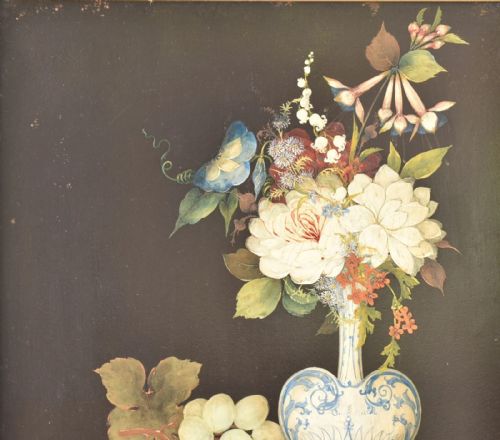 PAIR OF 18TH CENTURY BAROQUE STILL LIFE PAINTINGS FLORAL FRUIT COMPOSITIONS - ADDITIONAL PHOTO 5