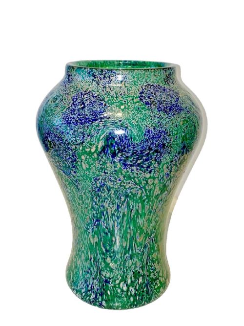A RARE COLOURWAY MONART GLASS PAISLEY SHAWL PATTERN BALUSTER VASE SHAPE FA 32CM - ADDITIONAL PHOTO 2