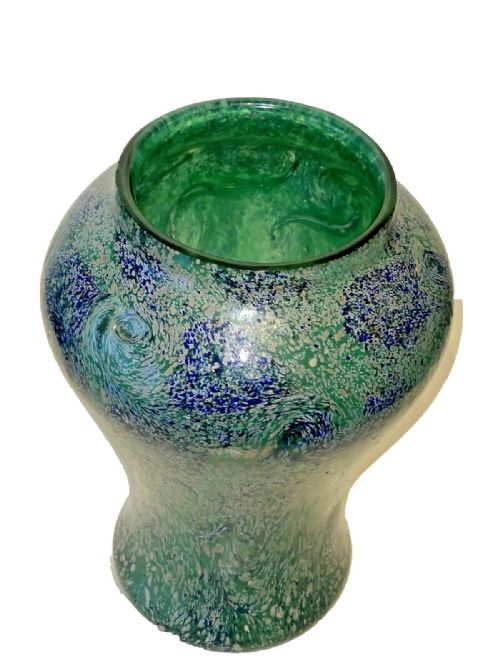A RARE COLOURWAY MONART GLASS PAISLEY SHAWL PATTERN BALUSTER VASE SHAPE FA 32CM - ADDITIONAL PHOTO 3
