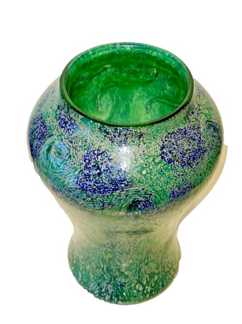 A RARE COLOURWAY MONART GLASS PAISLEY SHAWL PATTERN BALUSTER VASE SHAPE FA 32CM - ADDITIONAL PHOTO 4