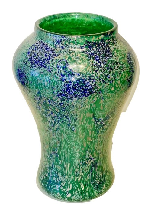 A RARE COLOURWAY MONART GLASS PAISLEY SHAWL PATTERN BALUSTER VASE SHAPE FA 32CM - ADDITIONAL PHOTO 12